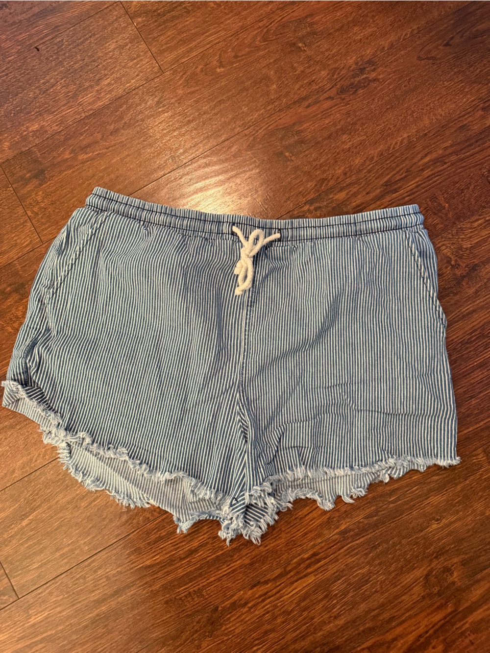 wild fable Blue and White Striped High Waist Drawstring Shorts